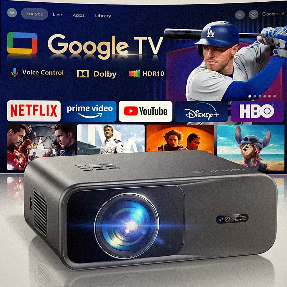 ✅WIMIUS G1 Beamer 1200 ANSI Google TV 4K Support 1080P WLAN