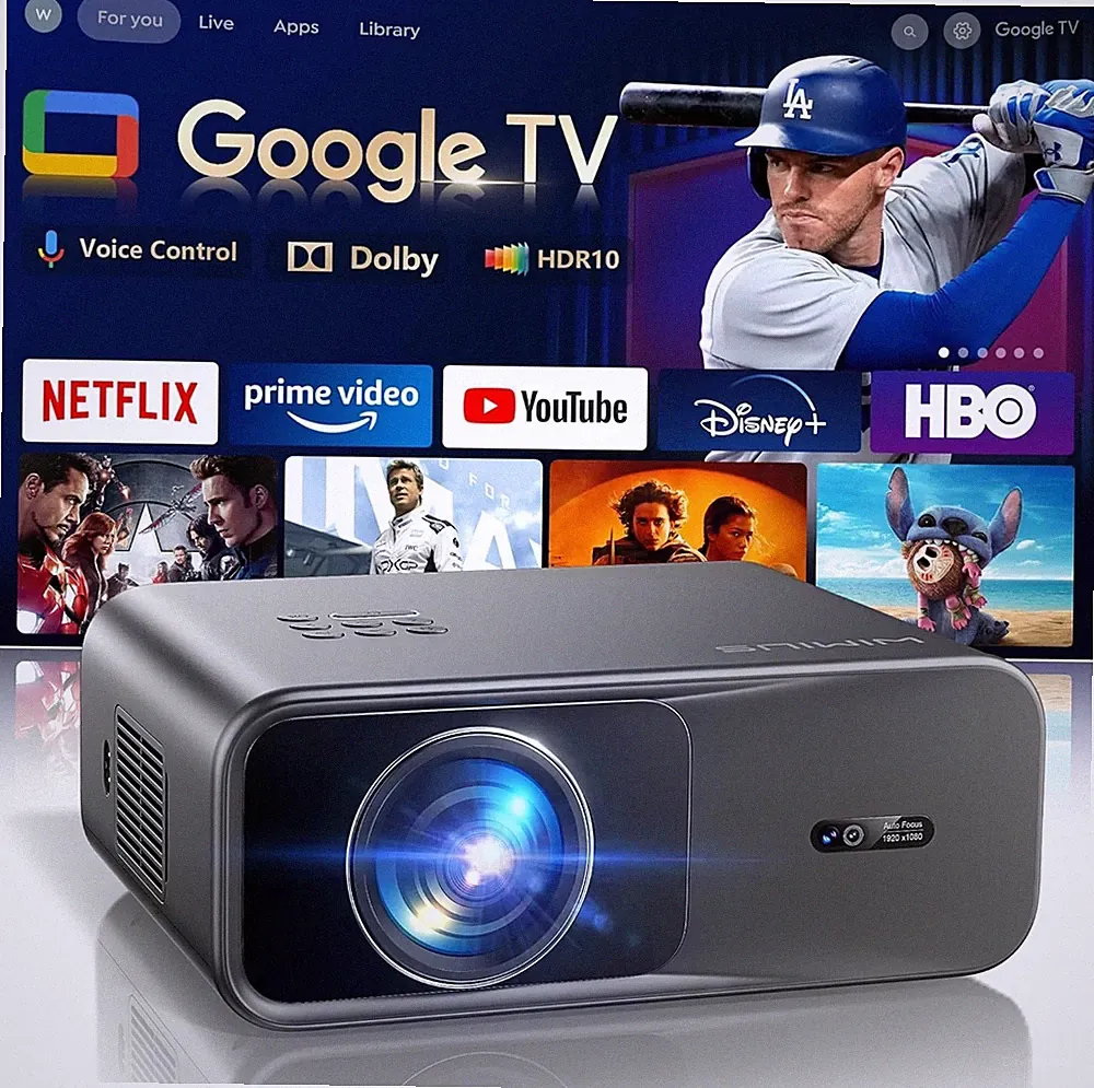 WiMiUS G1 Google TV Beamer – 4K Support | Full HD | Dolby Audio | Sprachsteuerun