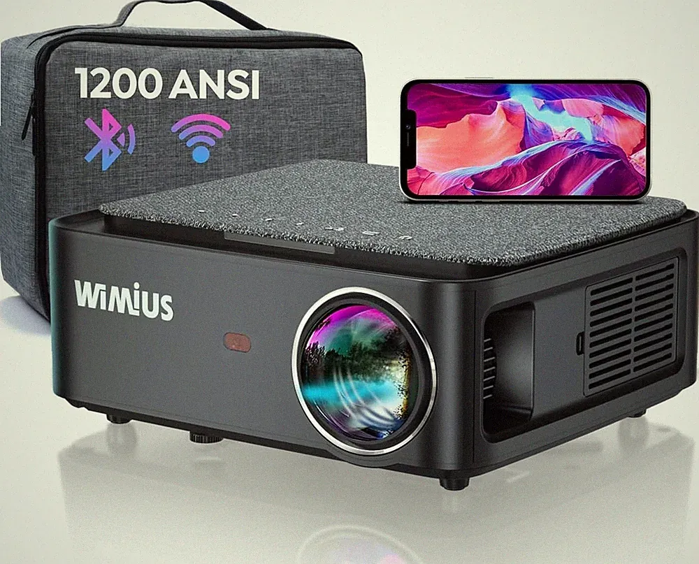 WiMiUS K1 Beamer 1080P Full HD 1200 ANSI Lumen Bluetooth 5, 300 Zoll, 5G WiFi