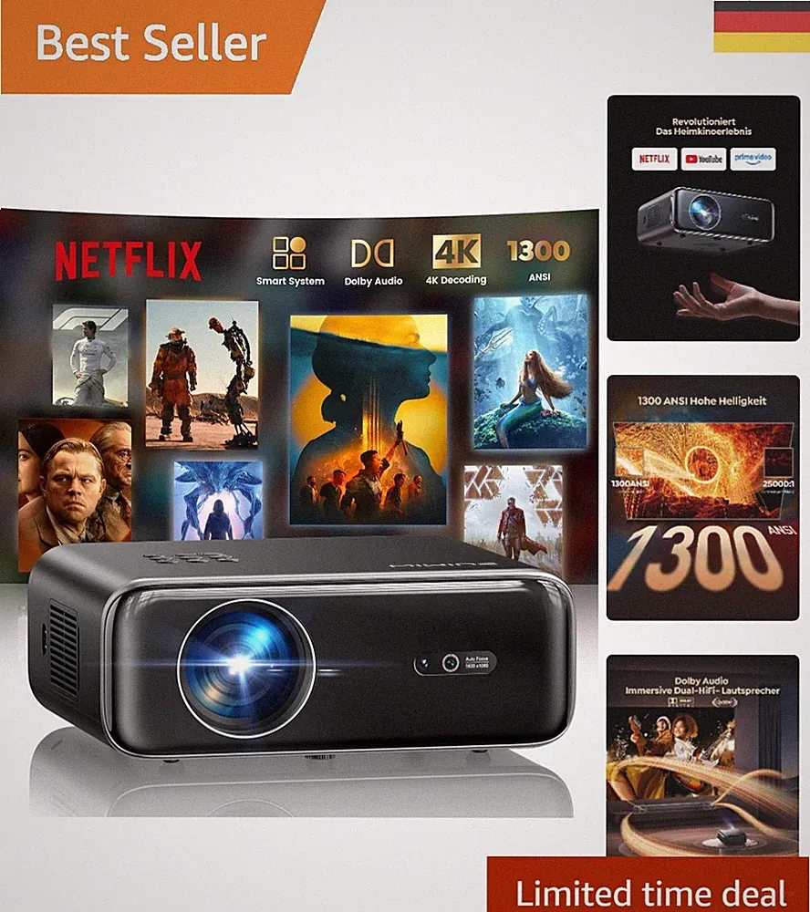 Wimius P62 Pro LED Beamer mit WiFi, Bluetooth und 20.000 Stunden Lebensdauer