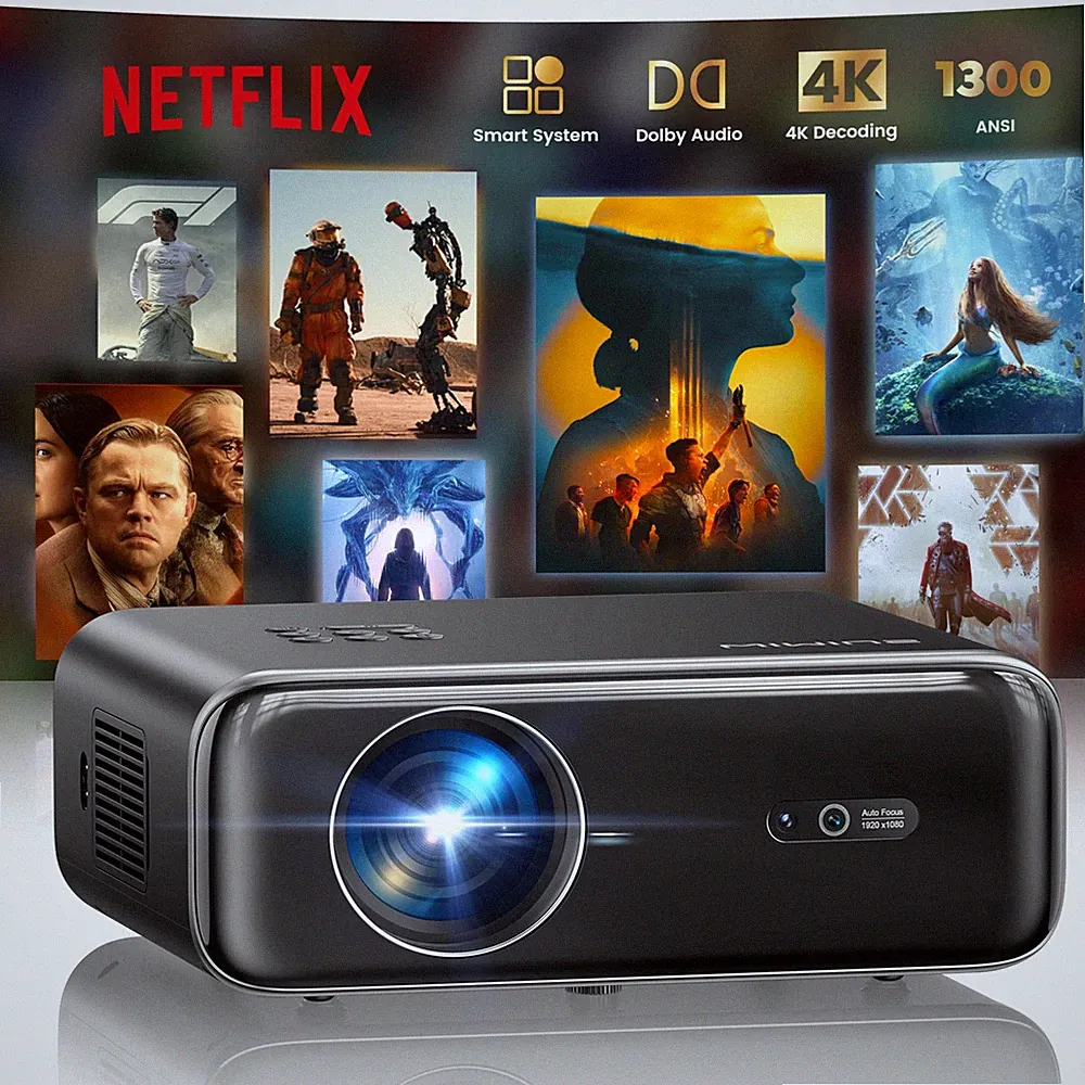 WiMiUS Smart Beamer 4K Heimkino Projektor Dolby Audio WiFi Bluetooth 1300 ANSI