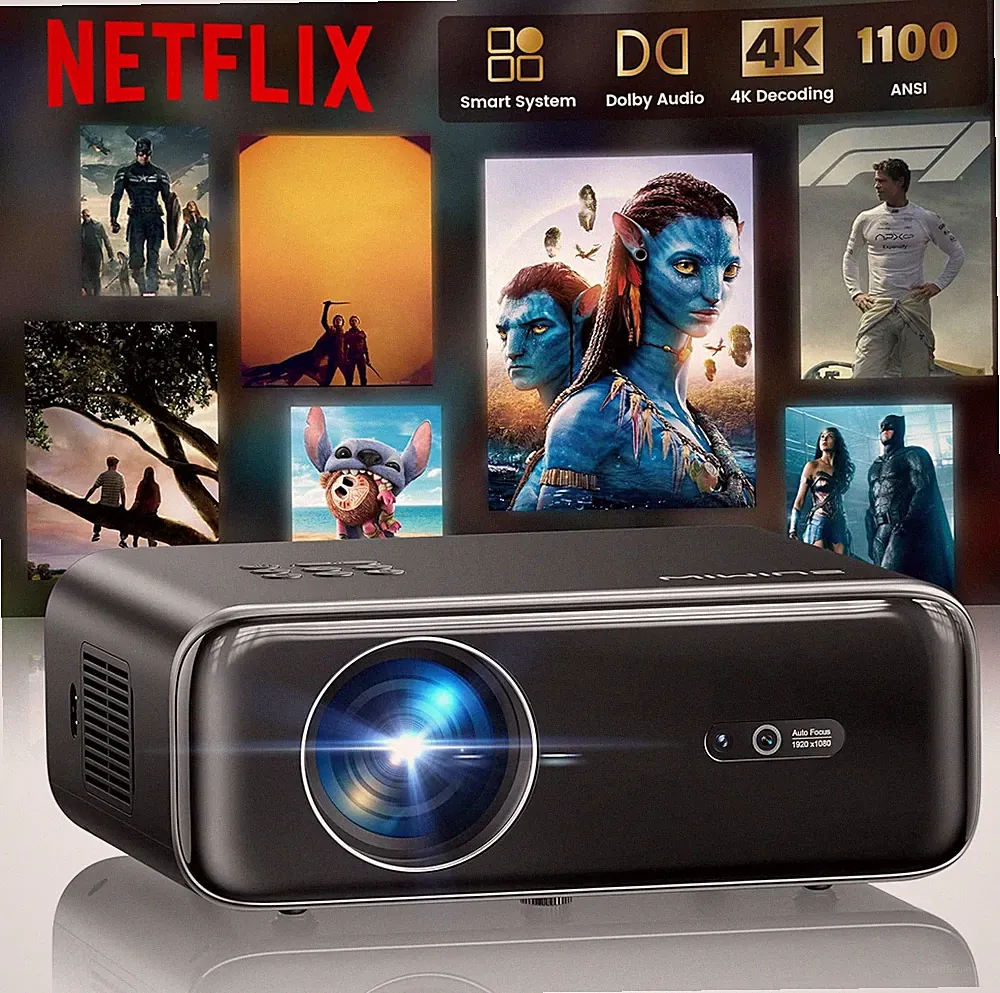 ✅ WiMiUS Smart Beamer 4K mit Netflix, HDMI Dolby Audio WiFi6 Bluetooth Heimkino