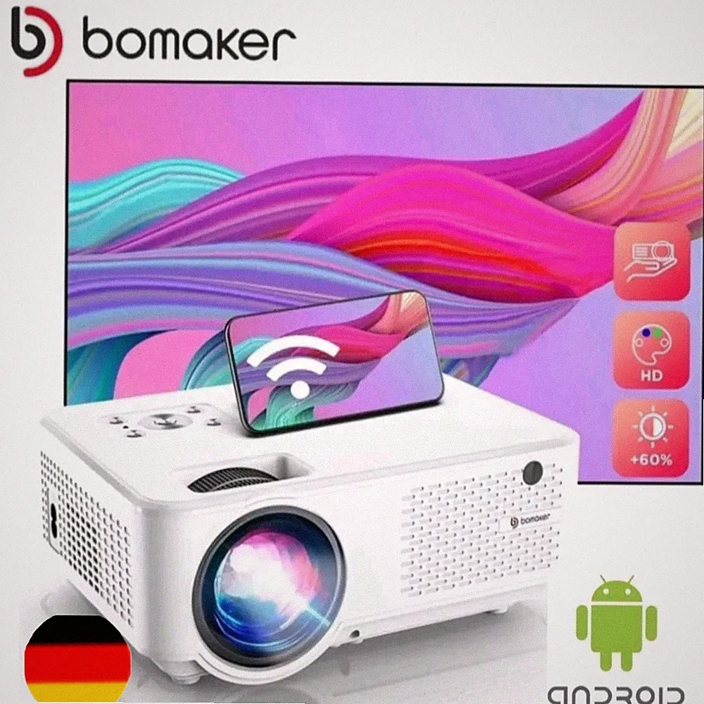 Wireless Beamer Wifi Mini LED Projektor C9 Heimkino 1080P iOS/Android Bomaker