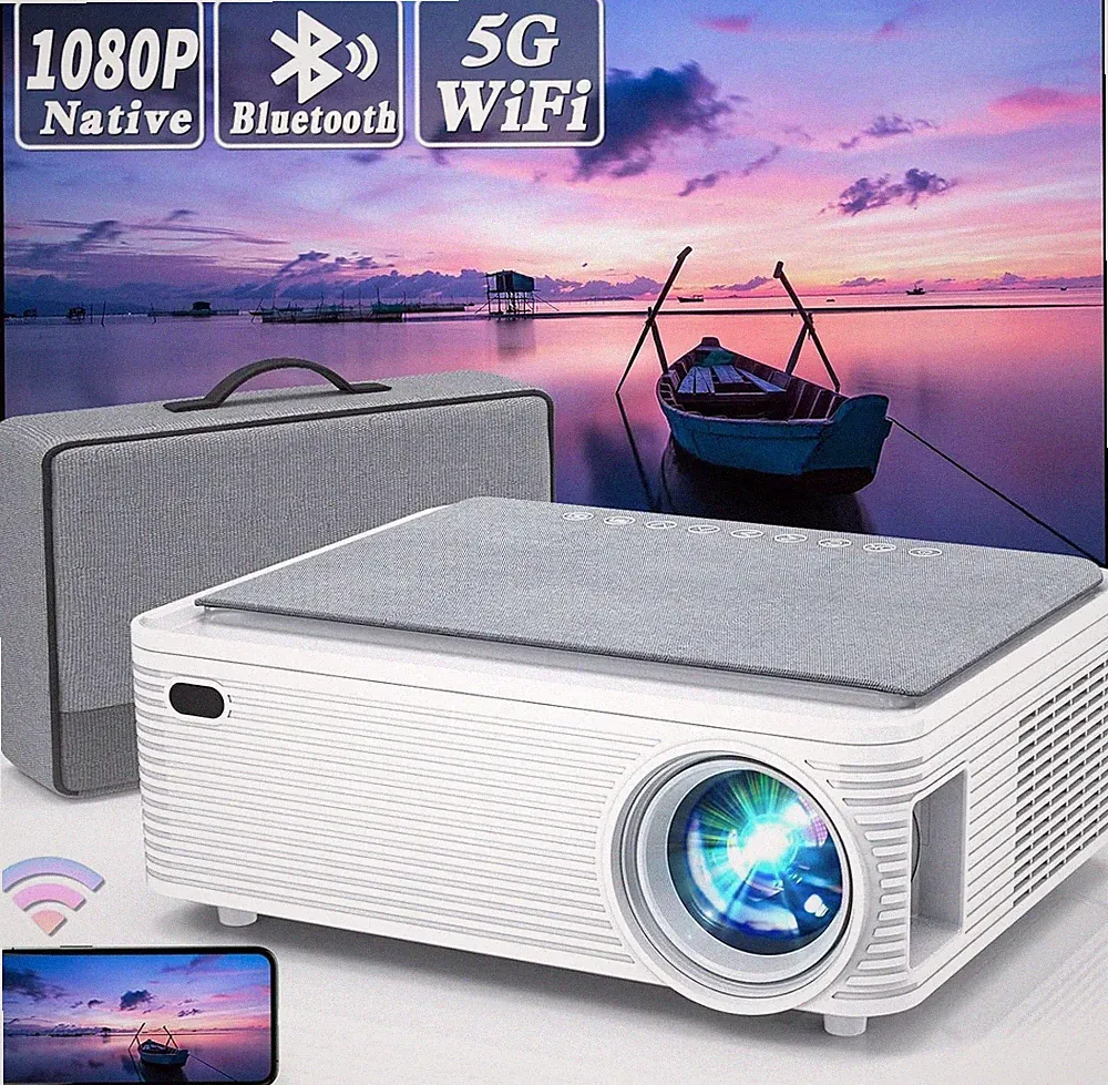 WISELAZER Beamer Native 1080P 4K Full HD Home Outdoor Kino Video 5G WiFi