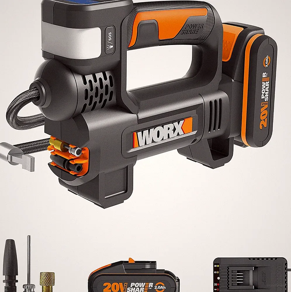 WORX WX092 Akku Luftkompressor Und Led-Projektor 20V, 150 PSI, Reifenaufpumpen i