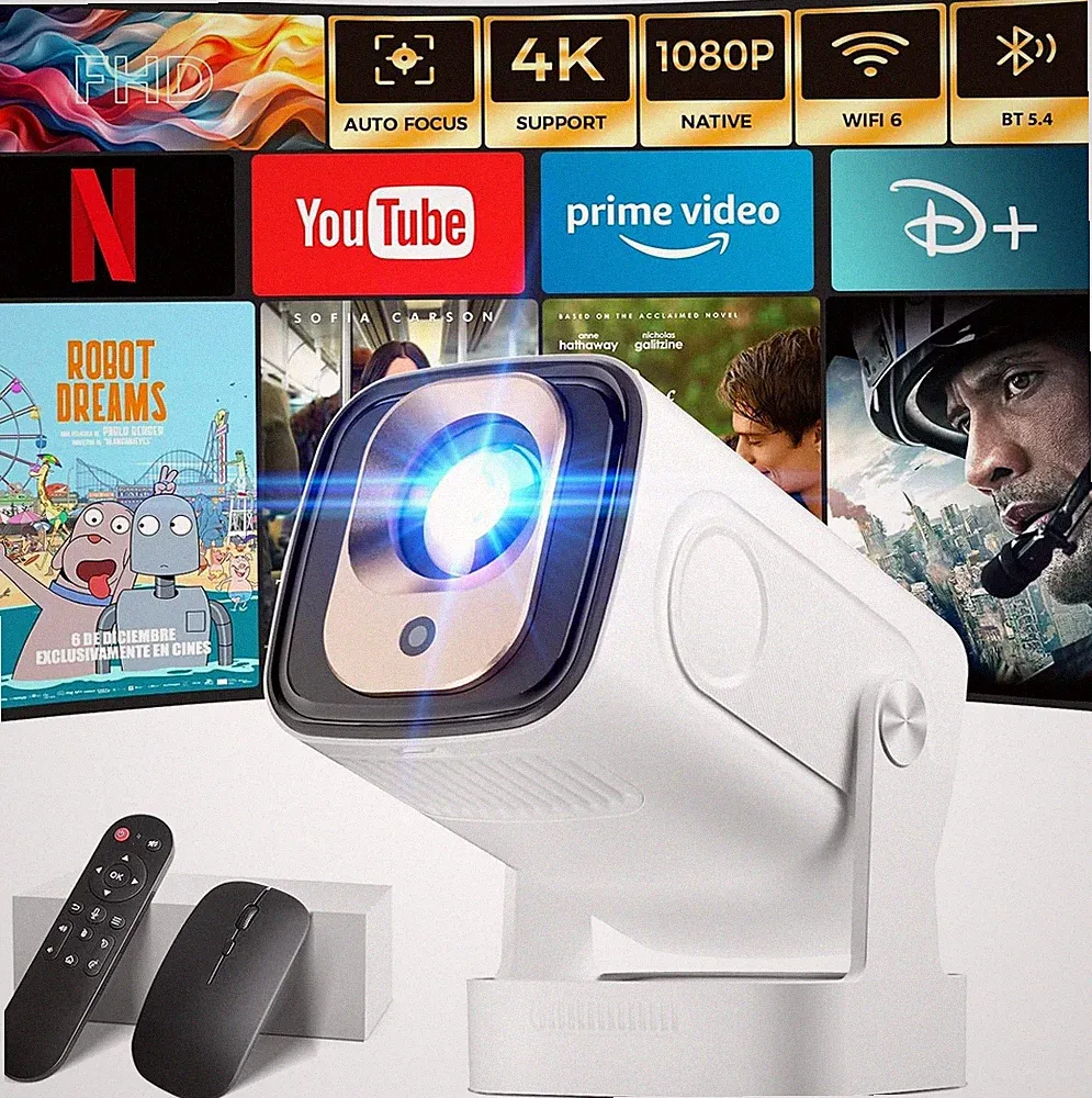 Wowlink Projektor [Autofokus & 1080P Native & Integrierte Apps] 4K Unterstützung Auto