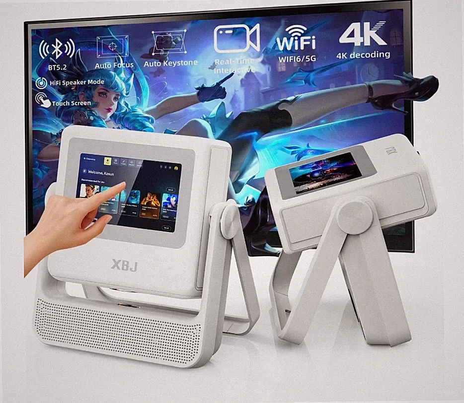 XBJ Beamer 4K Projektor WiFi Autofokus Touchscreen Dual Screen Heimkino Smart