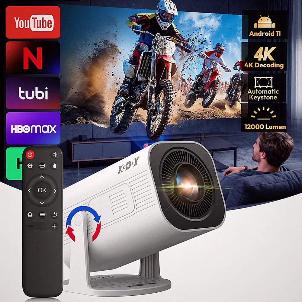XGODY 2025 Beamer Projektor 4K UHD WiFi Bluetooth Smart Heimkino Mini Tragbar