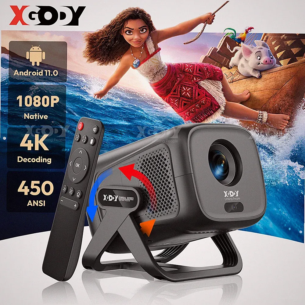 XGODY 25000Lumen 4K Beamer FHD Smart Android TV Mini Projektor WIFI BT Heimkino