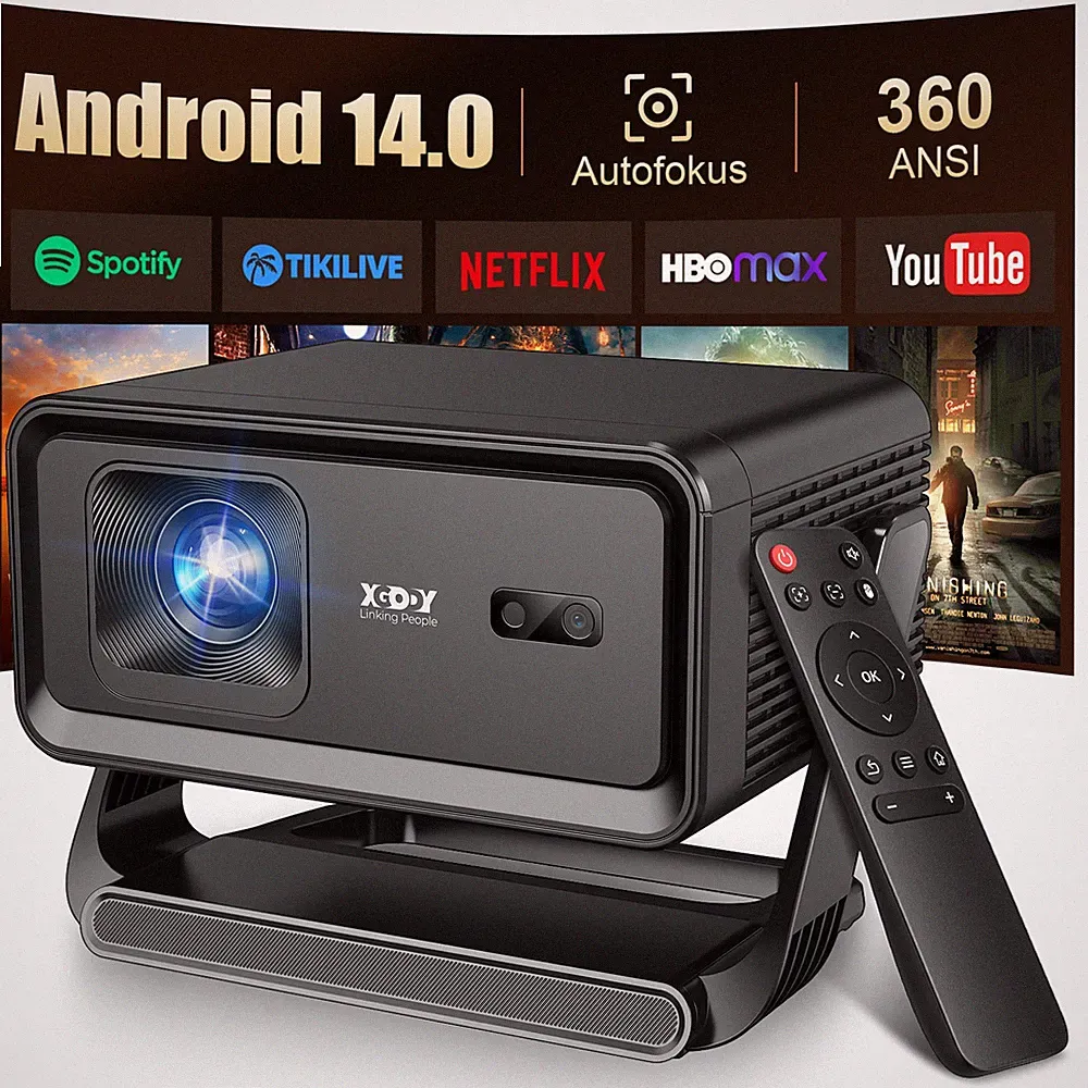 XGODY 4K 5G Beamer Android 14.0 TV Projektor 1080P WiFi Heimkino Bluetooth HDMI