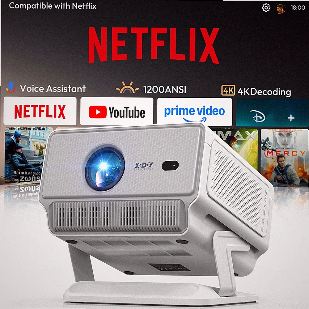 XGODY 4K 5G Beamer NETFLIX Projektor Whale TV 1080P WiFi Bluetooth Heimkino HDMI