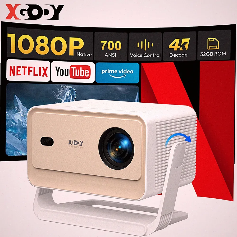 XGODY 4K 5G Beamer Projektor UHD Heimkino Full HD Automatische Trapezkorrektur