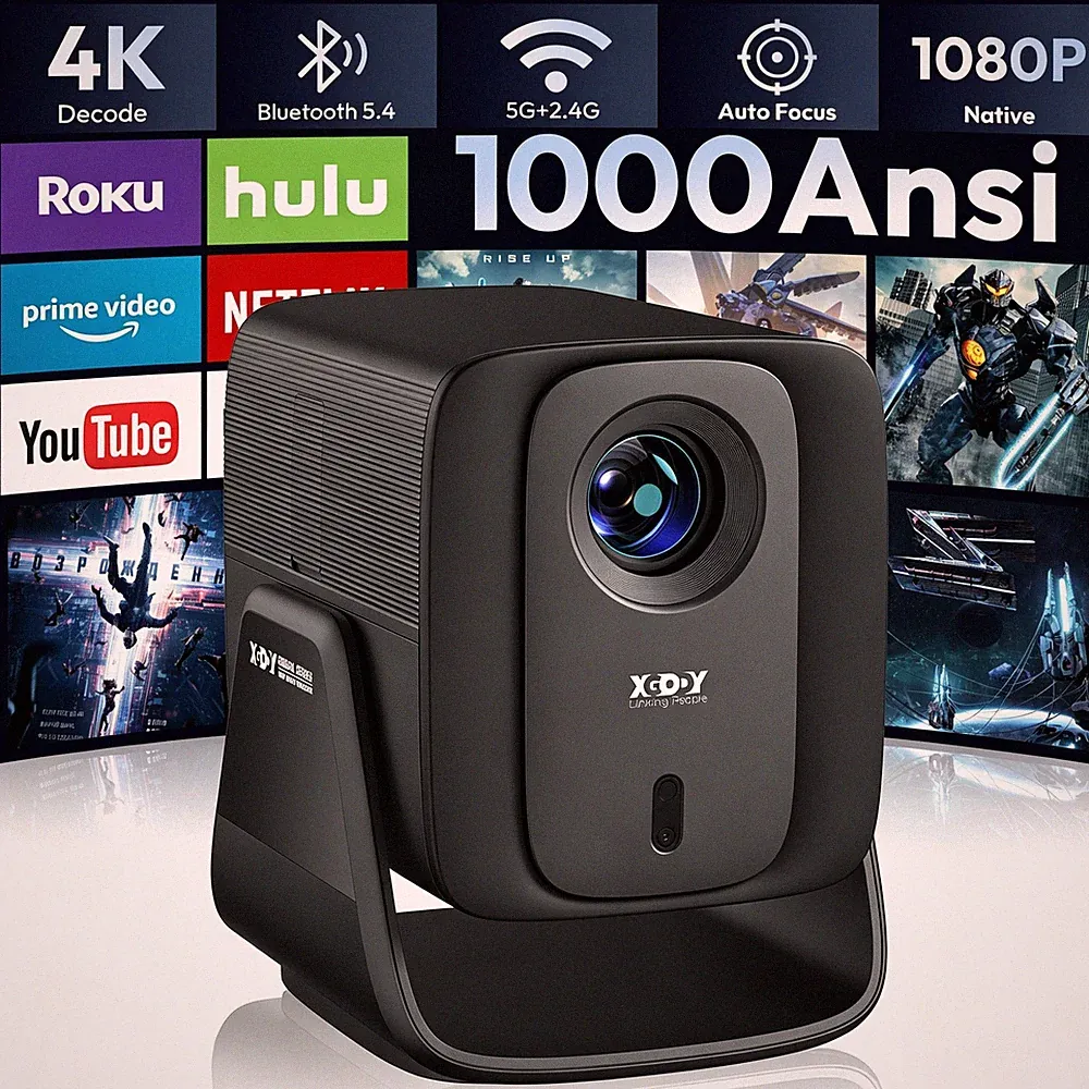 XGODY 4K 5G Smart Beamer Android 14.0 Projektor WiFi Bluetooth Heimkino HDMI USB