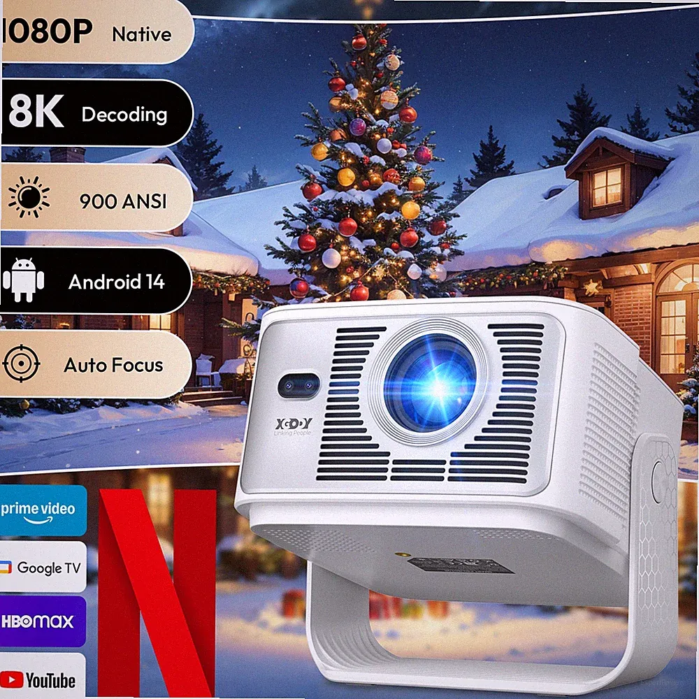 XGODY 4K 65000 Lumen 8K Smart Projektor Beamer WiFi Bluetooth Android Heimkino