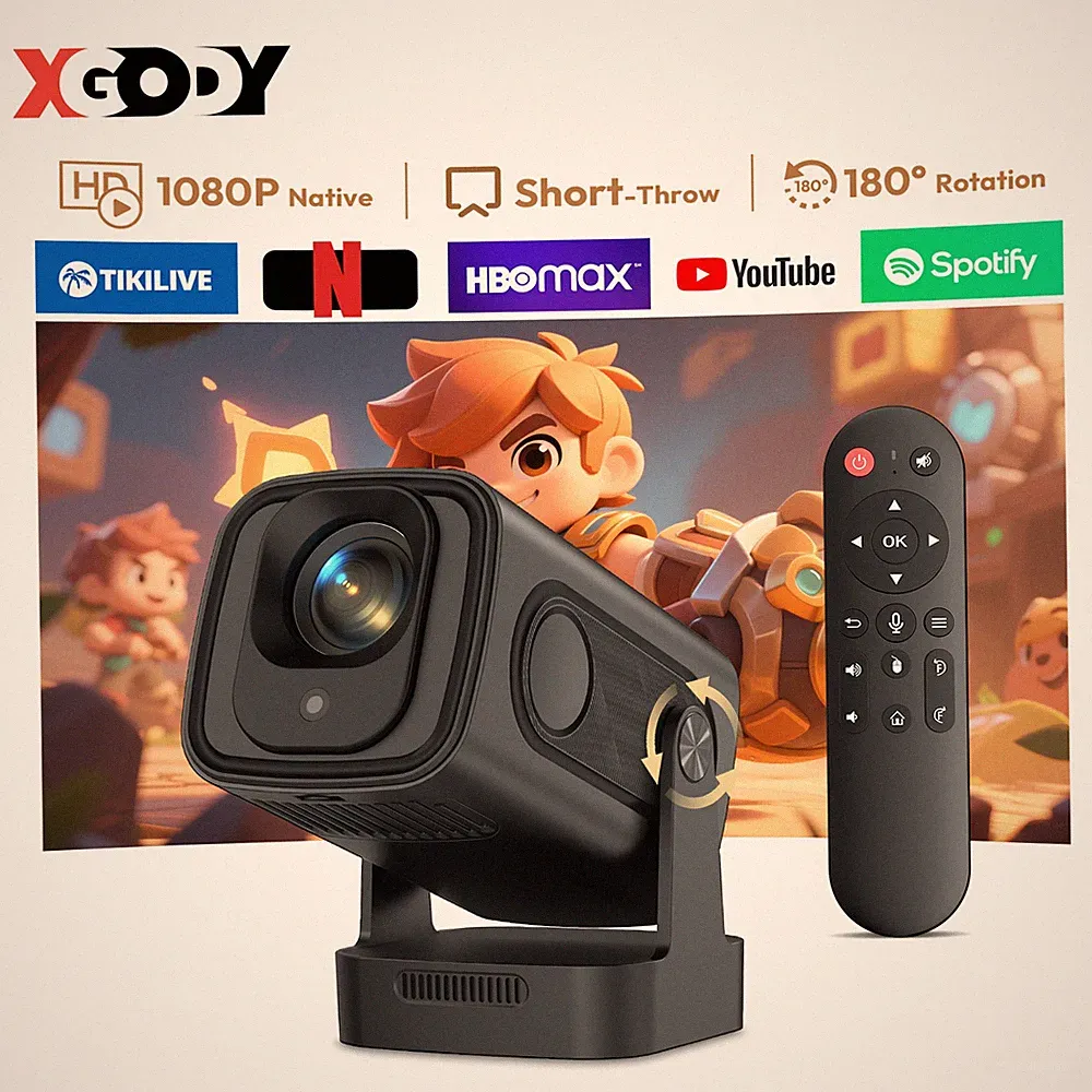 XGODY 4K 8K Android14.0 Beamer 25000Lumen Projektor Heimkino 5G WiFi Bluetooth