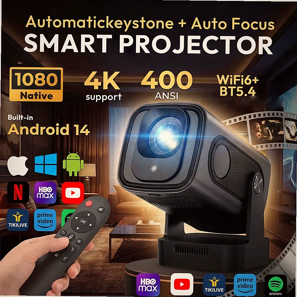 XGODY 4K 8K Android14.0 Beamer Projektor UHD Heimkino WiFi Bluetooth 25000Lumen