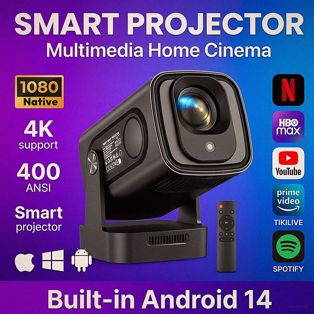 XGODY 4K 8K Android14 Beamer Projektor UHD Heimkino 5G WiFi Bluetooth HDMI USB
