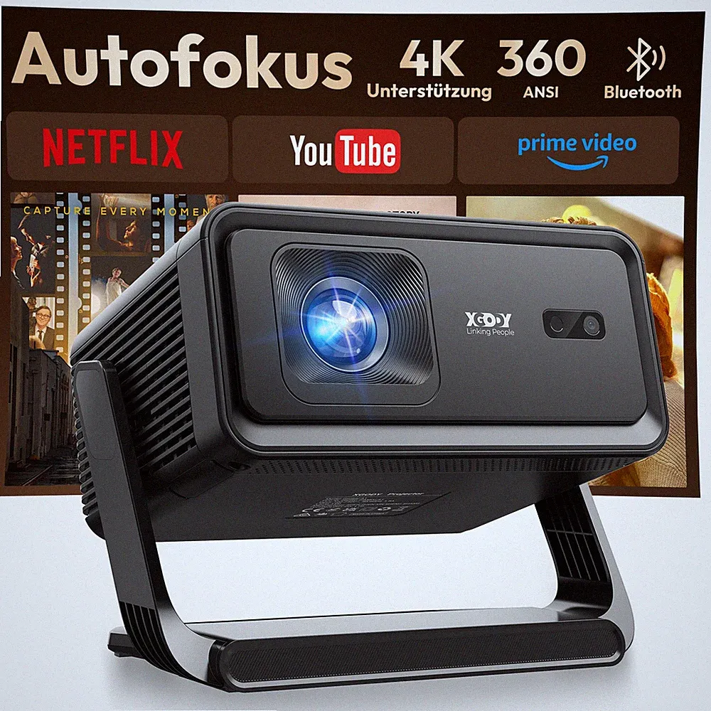 XGODY 4K 8K Beamer Android 14.0 5G Projektor WiFi Bluetooth Tragbar Heimkino