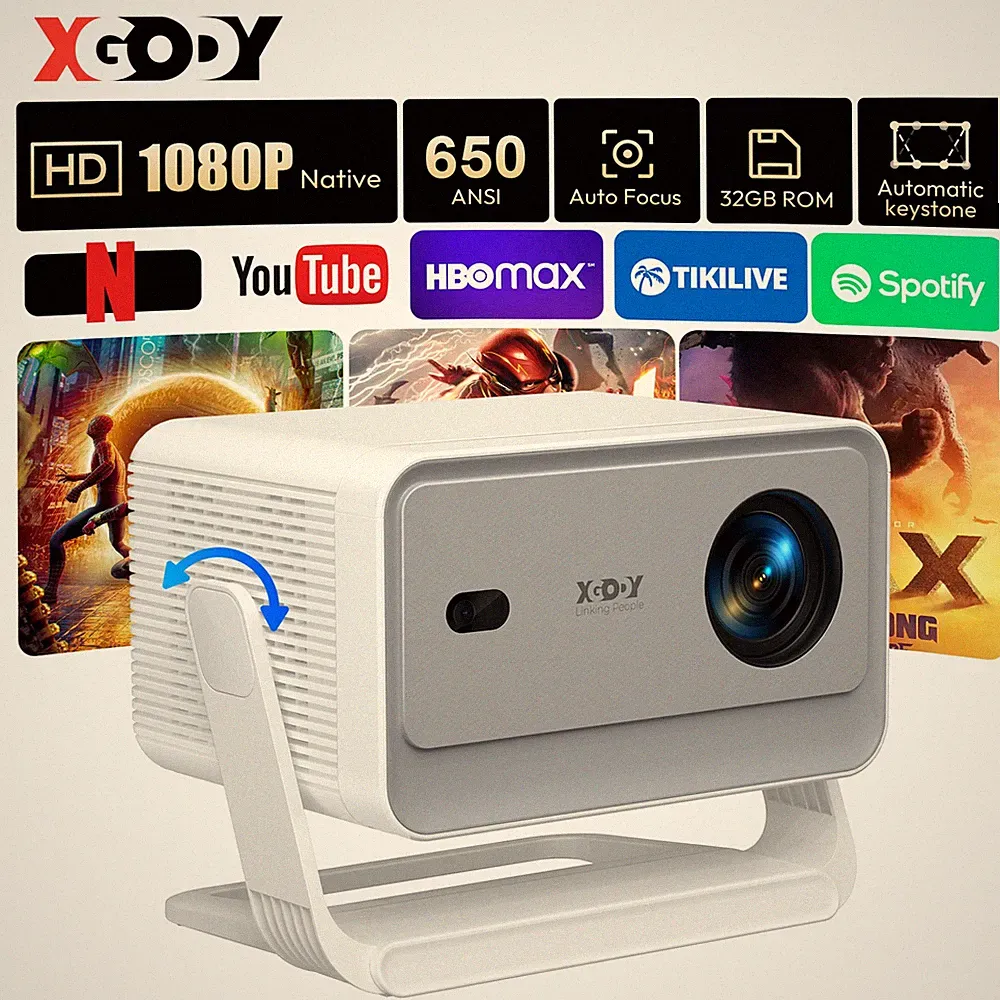 XGODY 4K 8K Beamer Android14.0 LED UHD Projektor Heimkino Autofokus 25000 lumen