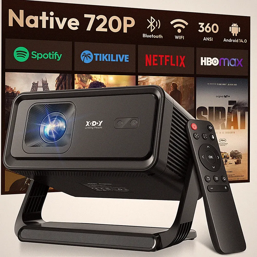 XGODY 4K 8K Projektor Android 14.0 360 ANSI WiFi Bluetooth Beamer UHD Heimkino
