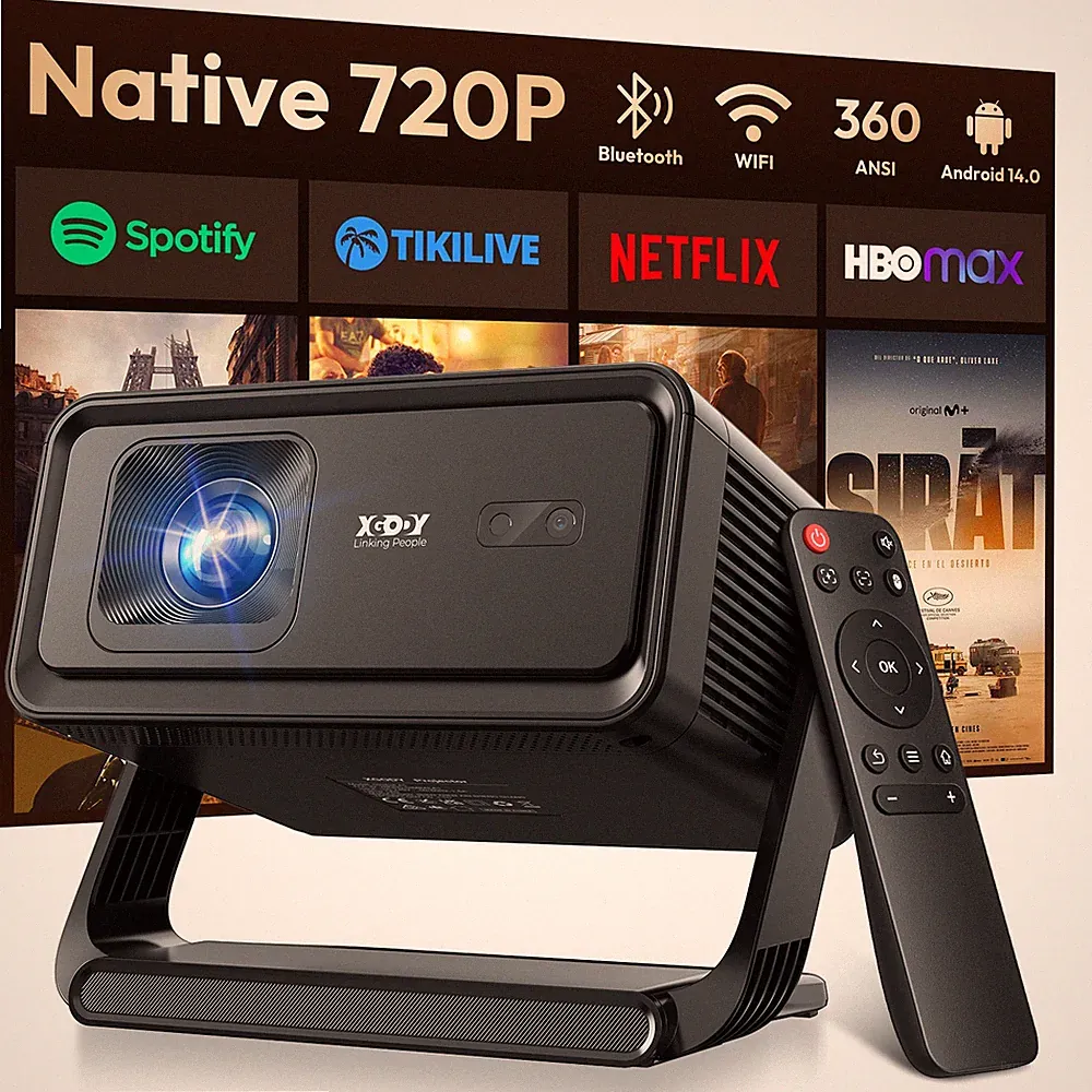 XGODY 4K 8K Smart Beamer Projektor Android 14.0 WiFi Heimkino 360 ANSI Lumens