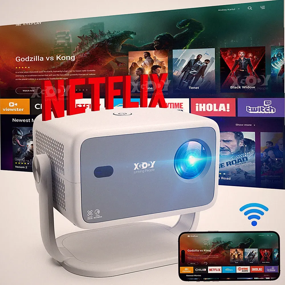 XGODY 4K Beamer 5G Projektor 600 ANSI WiFi Bluetooth Android Heimkino Tragbar