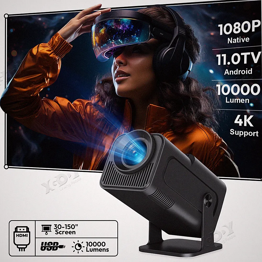 XGODY 4K Beamer HD Wifi 5G HDMI Projektor Heimkino Multimediaplayer mit Leinwand
