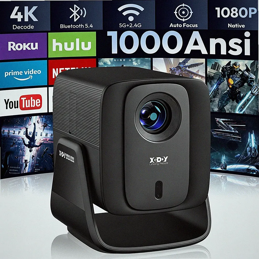 XGODY 4K Beamer Projektor Android 14.0 1000ANSI WiFi Bluetooth Heimkino HDMI USB