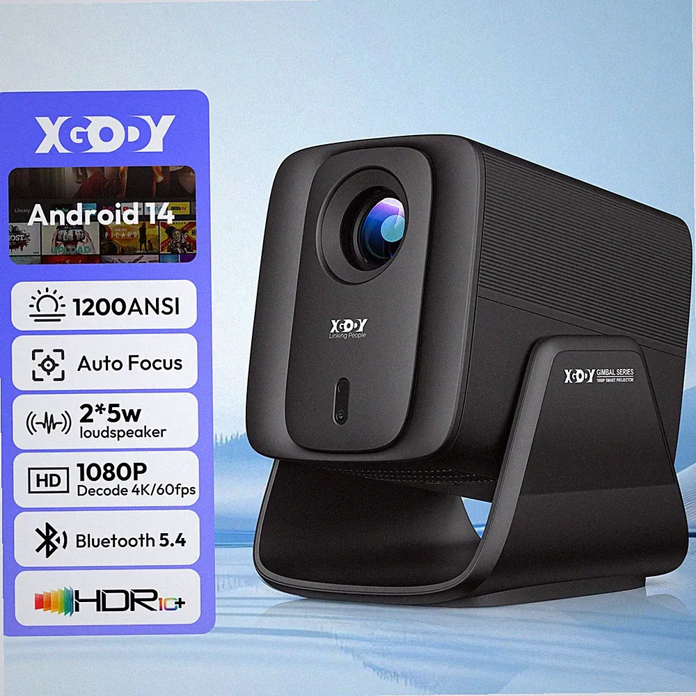 XGODY 4K Beamer Projektor Android 14 Autofokus WiFi Bluetooth Heimkino HDMI USB