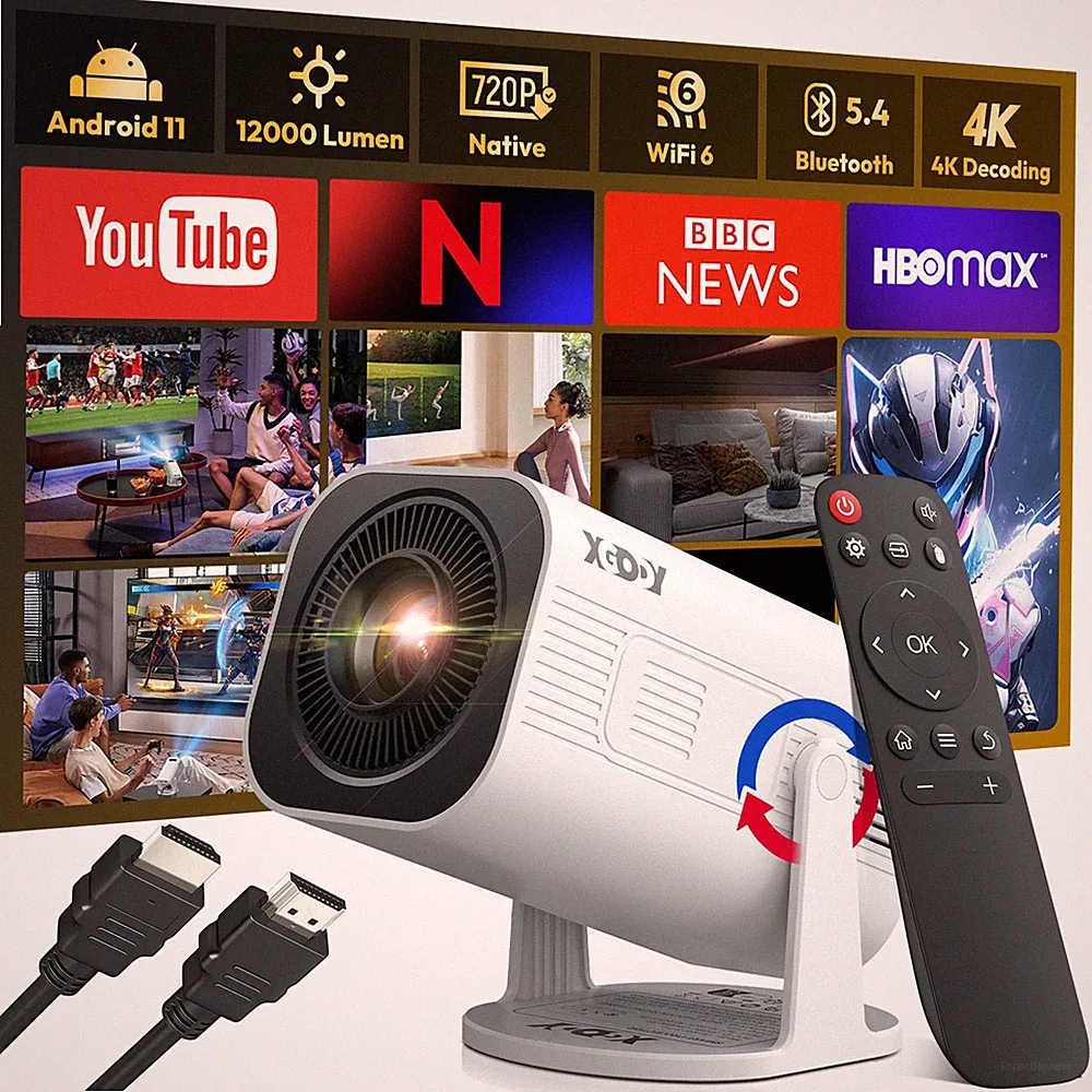 XGODY 4K Beamer Projektor Android WiFi Bluetooth Smart Heimkino Mini Tragbar