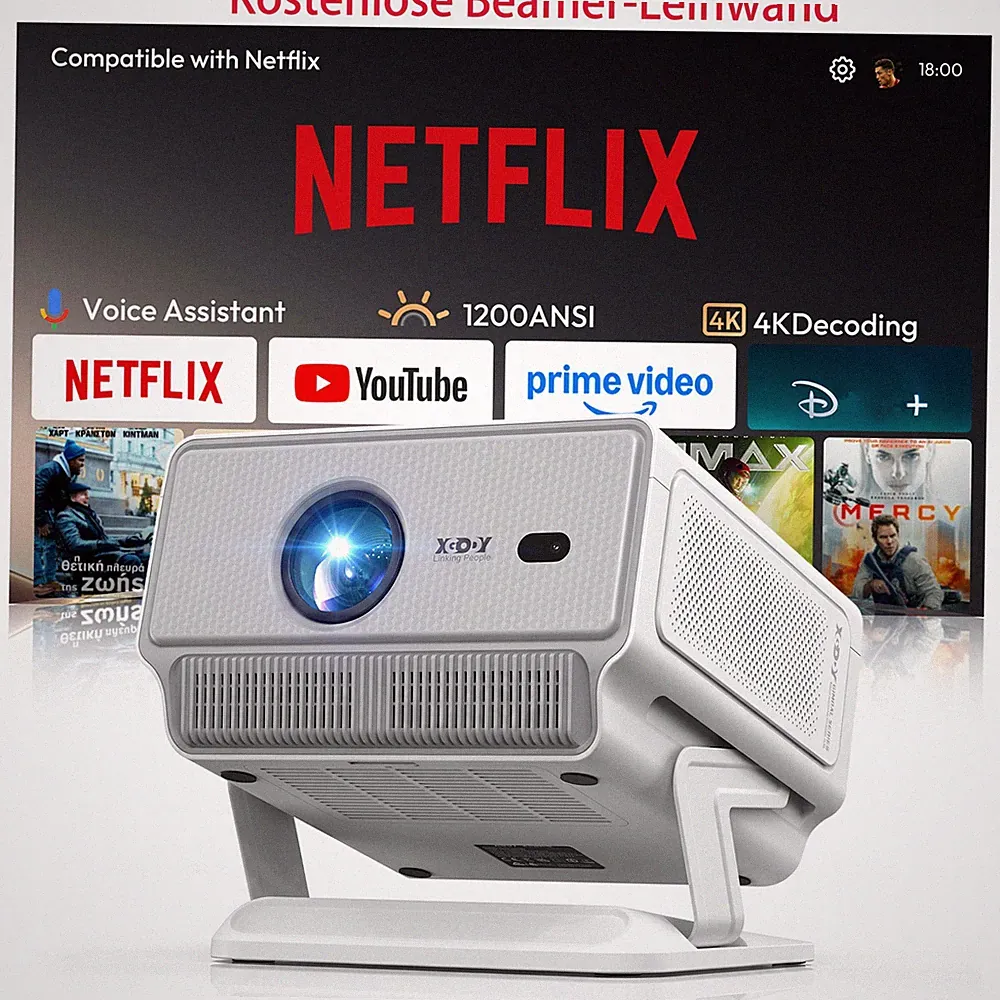 XGODY 4K Beamer Smart Leinwand Projektor Whale TV 1080P WiFi Bluetooth Heimkino