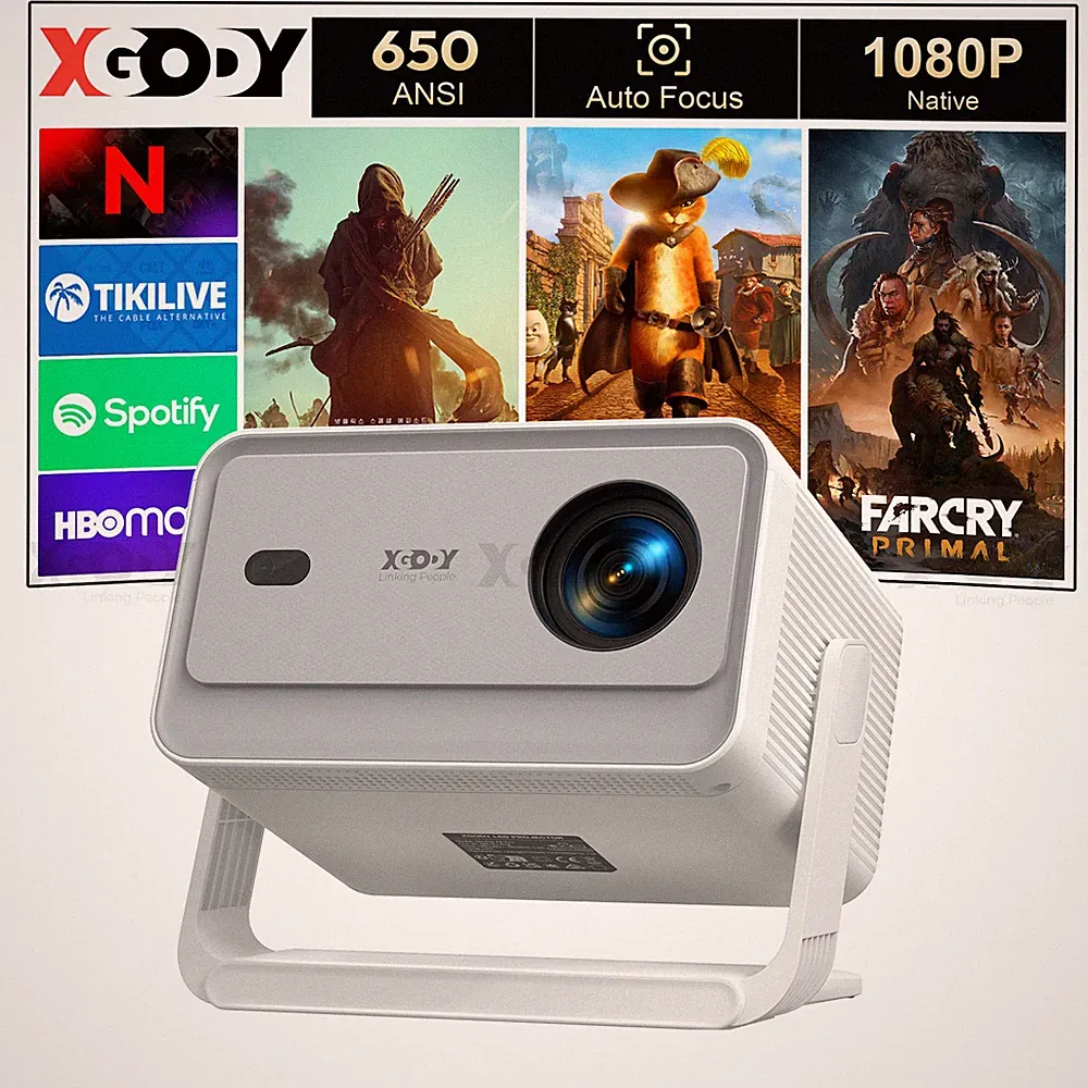 XGODY 4K Gimbal A6 Pro Video Beamer Projektor WiFi Bluetooth Android Heimkino