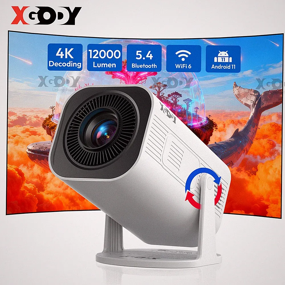 XGODY 4K HD Mini Smart Beamer HDMI WiFi Heimkino Projektor LED Bluetooth Android