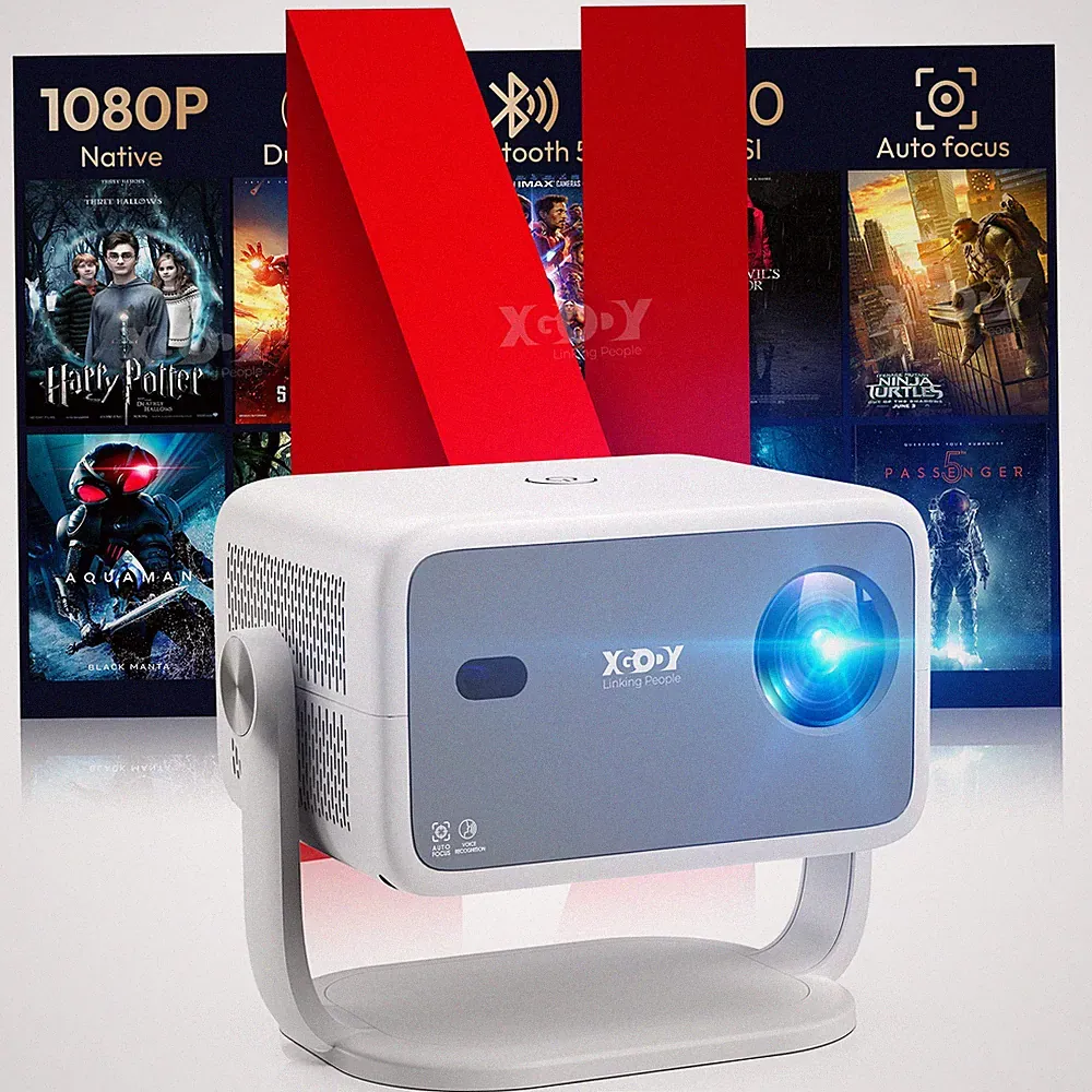 XGODY 4K Mini Beamer 5G Projektor UHD WiFi Bluetooth Android Heimkino Tragbar