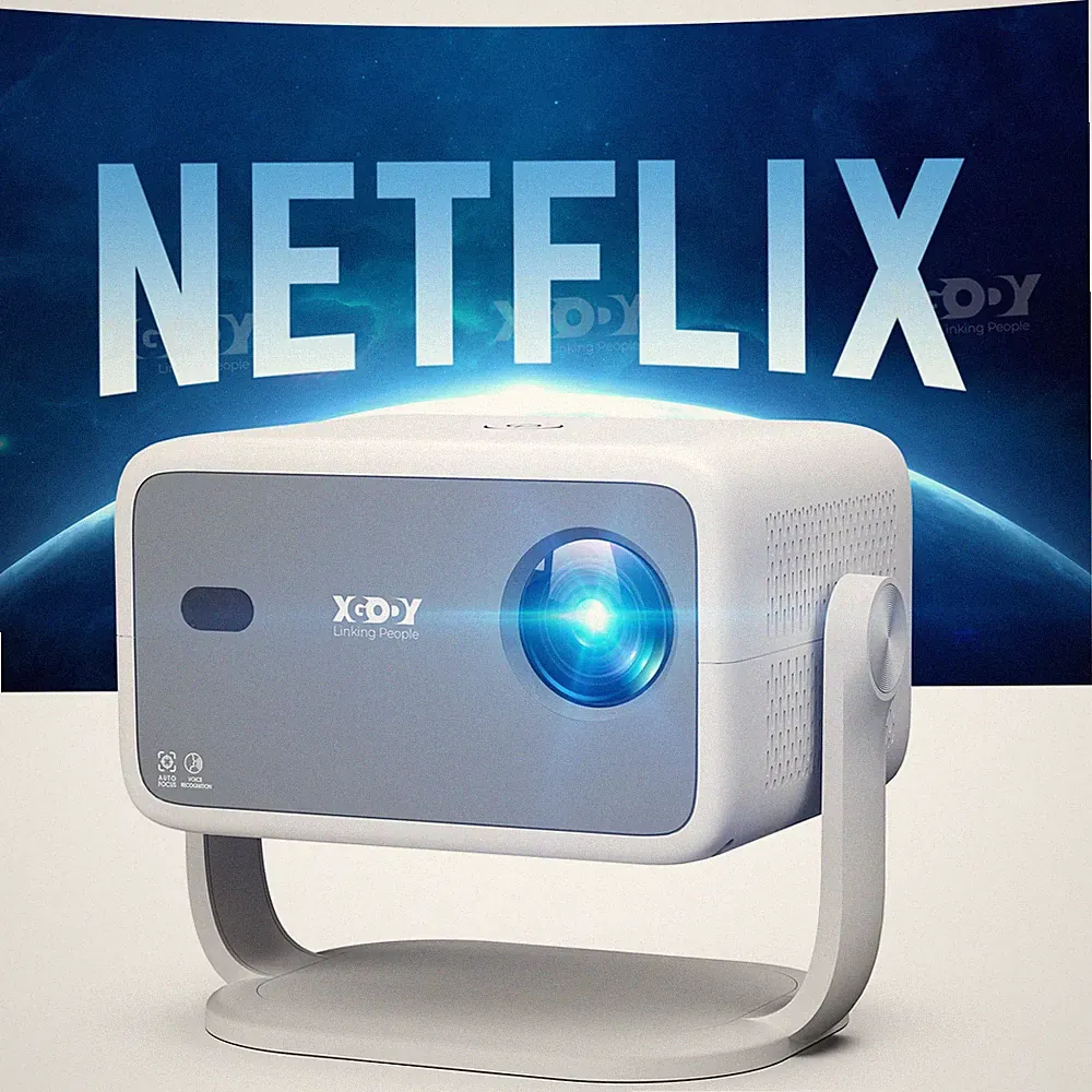 XGODY 4K Mini Beamer 5G Smart Projektor WiFi Bluetooth Android Heimkino Tragbar