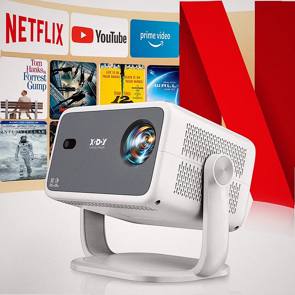 XGODY 4K Mini Beamer HD WiFi Projektor Heimkino Multimediaplayer mit Leinwand