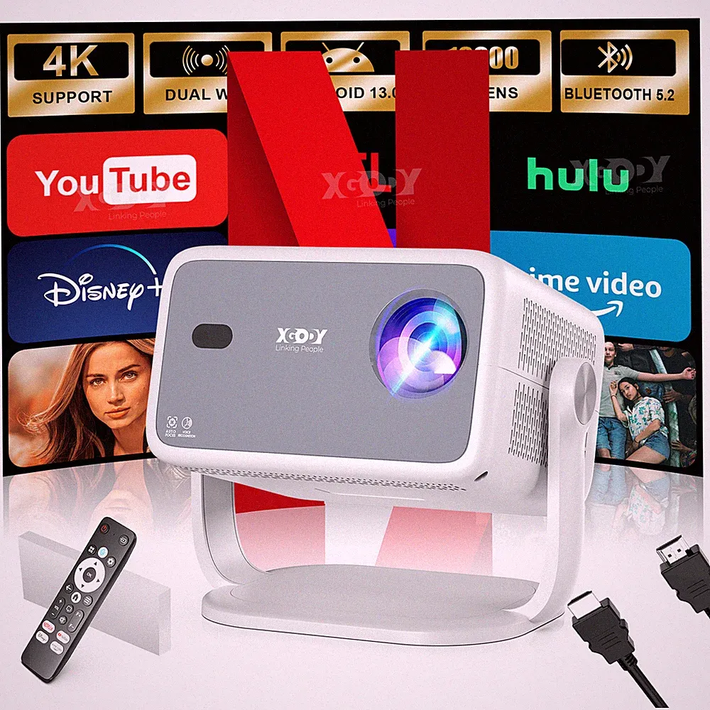 XGODY 4K Mini Beamer UHD WiFi Projektor Movie Heimkino Multimediaplayer NetfIix