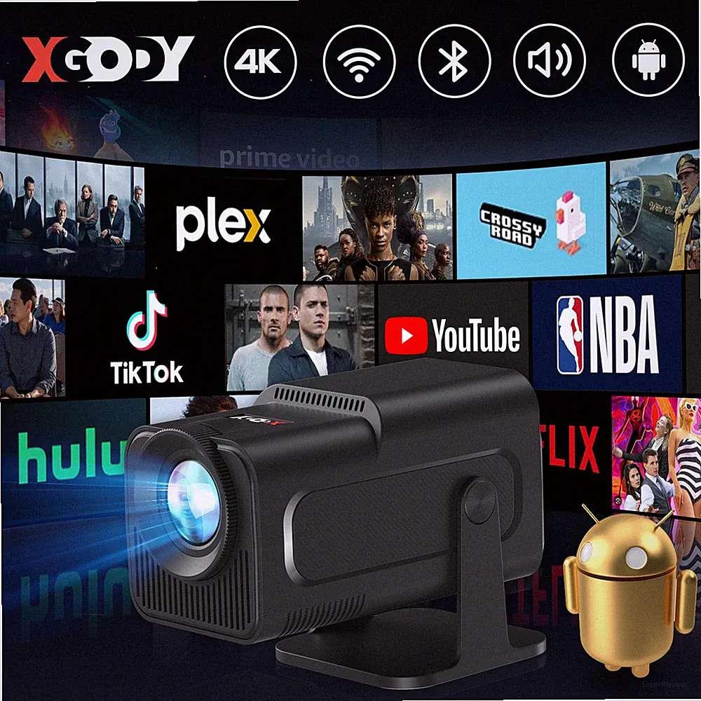 XGODY 4K Mini Projektor Android 11.0 Beamer Autofokus 1080P LED Heimkino WiFi