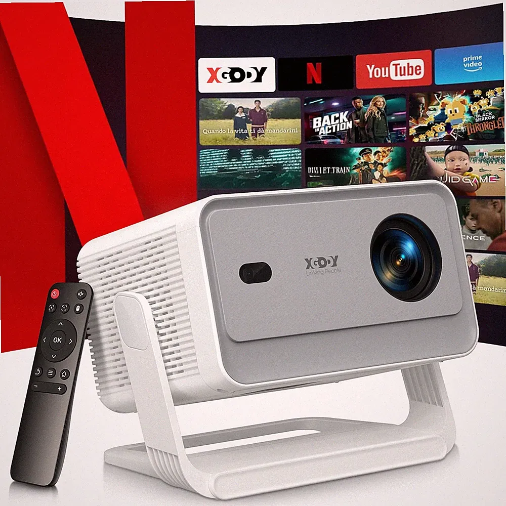 XGODY 4K Projektor Android 14.0 Beamer LED WiFi Bluetooth Heimkino 25000 Lumen