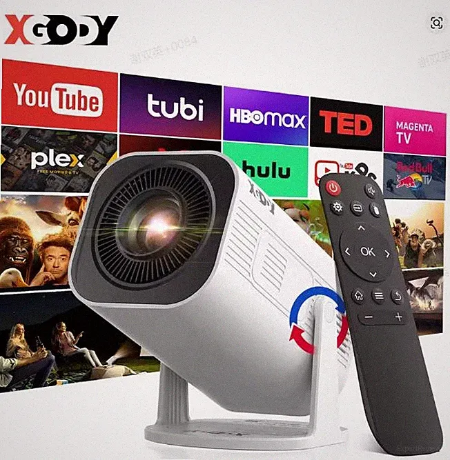 XGODY 4K Projektor Android TV HD Beamer Wifi Bluetooth HDMI USB Kino 10000 Lumen