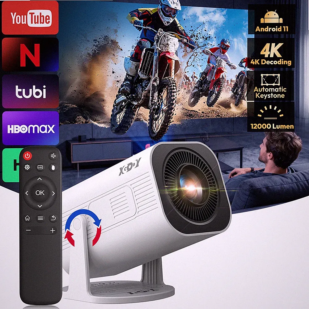 XGODY 4K Projektor Mini Heimkino Beamer Handy Smart Hochauflösend Heimprojektor