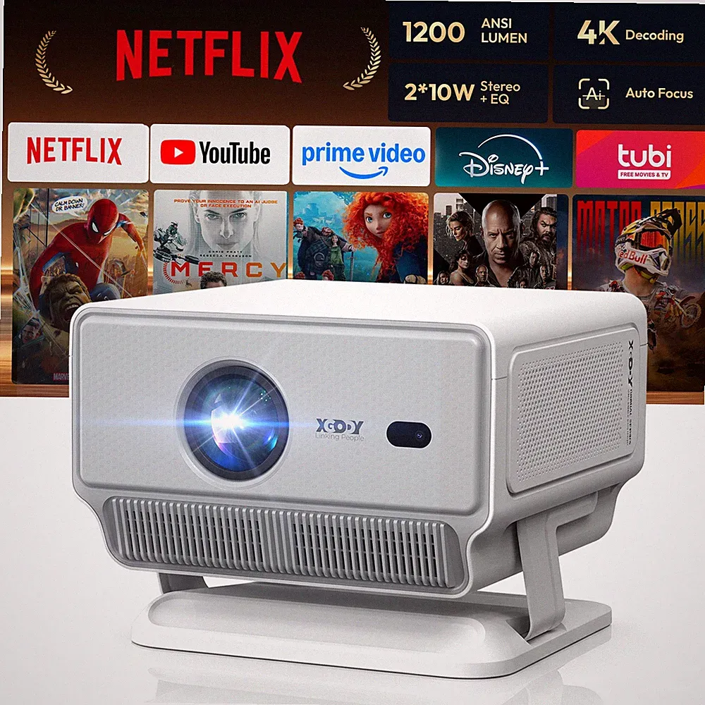 XGODY 4K Smart Beamer 5G Projektor Whale TV Autofokus WiFi Heimkino HDMI USB