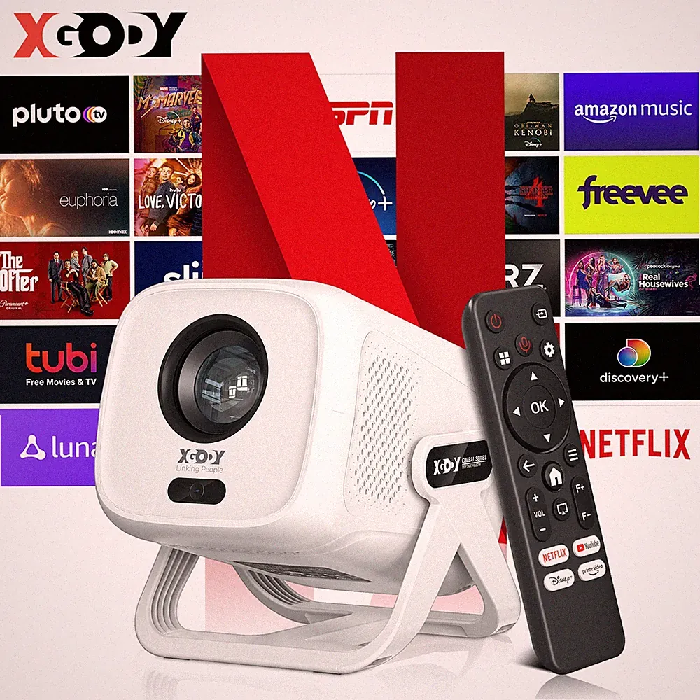 XGODY 4K Smart Beamer 5G Projektor WIFI Bluetooth Netflix Android Heimkino HDMI