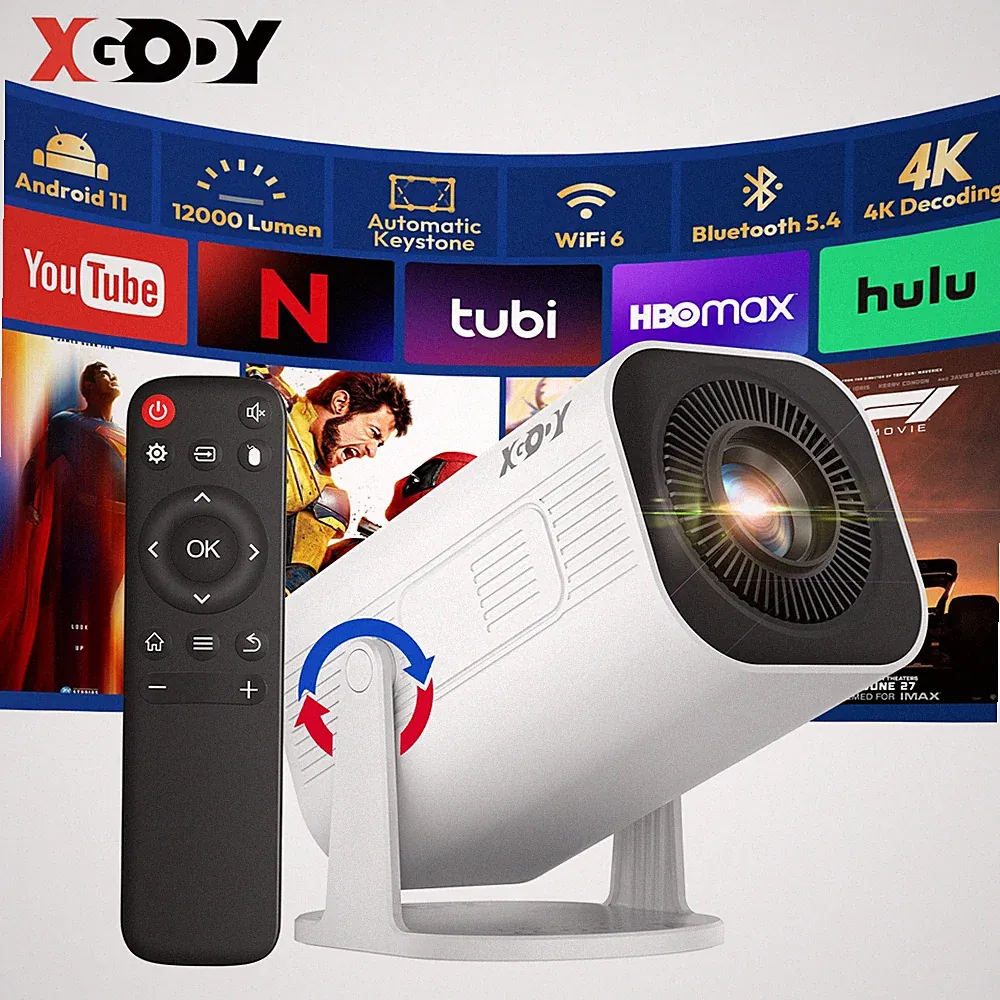 XGODY 4K Smart Beamer Android Projektor WiFi Bluetooth Heimkino Mini Tragbar