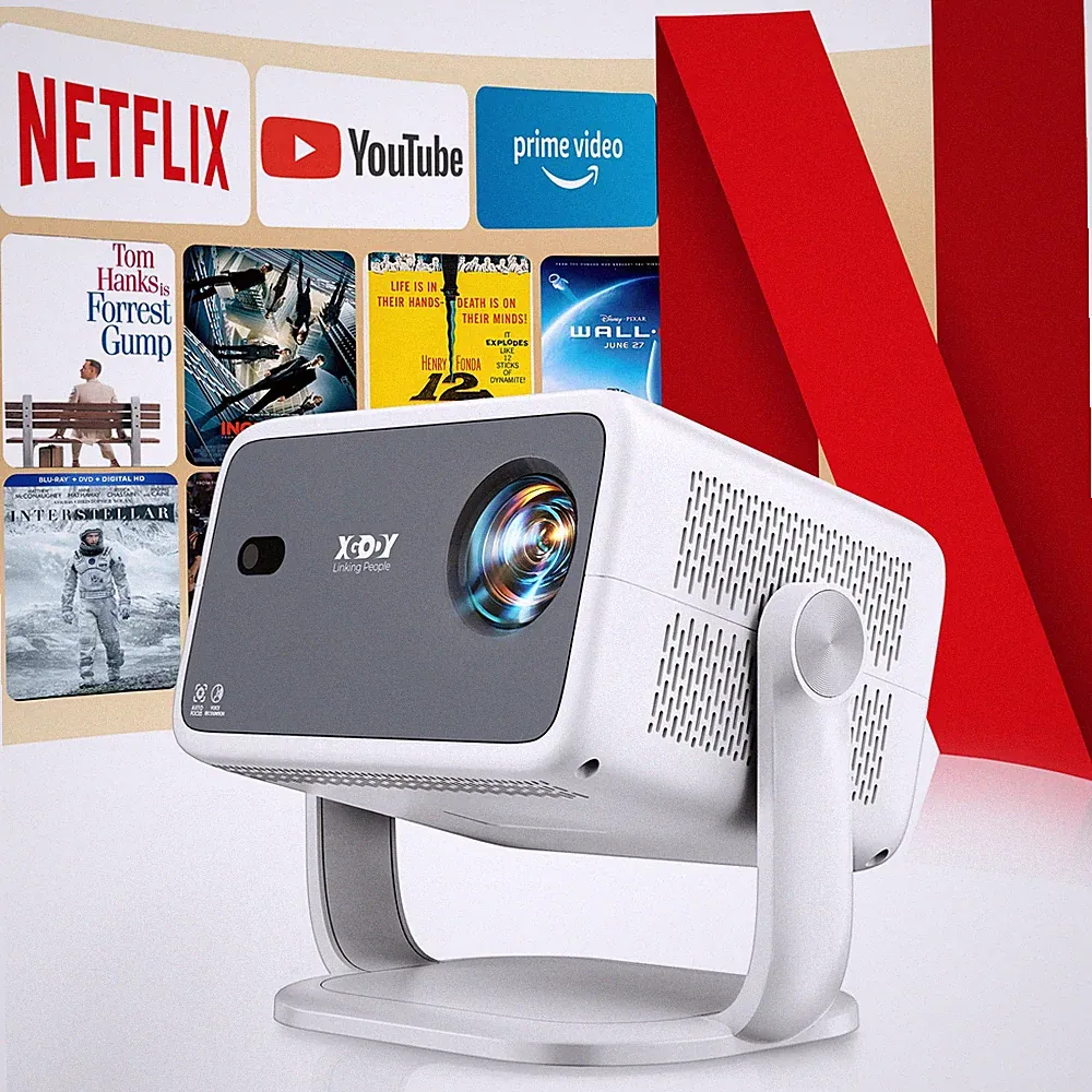 XGODY 4K Smart Beamer HD WiFi Projektor Heimkino Multimediaplayer mit Leinwand