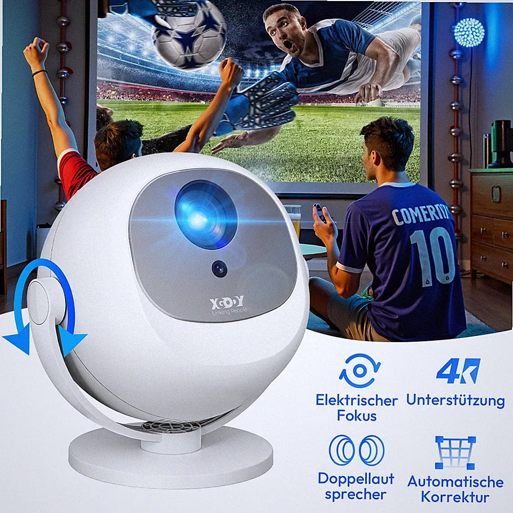 XGODY 4K Smart Beamer Projektor Android 11.0 TV WiFi Bluetooth Heimkino Tragbar