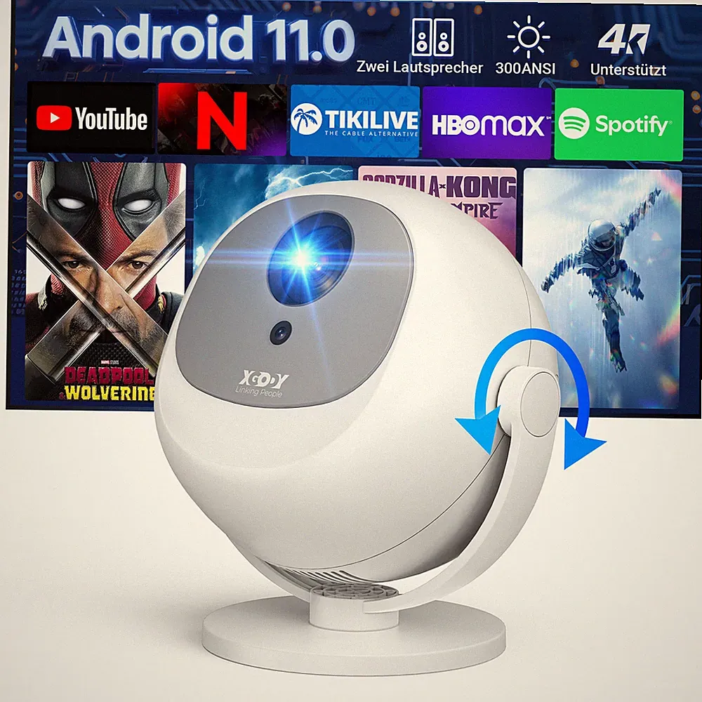 XGODY 4K Smart Projektor Android UHD LED TV Heimkino Beamer 5G WIFI Autofokus