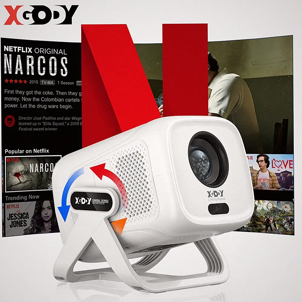 XGODY 4K Smart-Projektor Beamer Netflix Offizieller FHD Beamer Android Heimkino