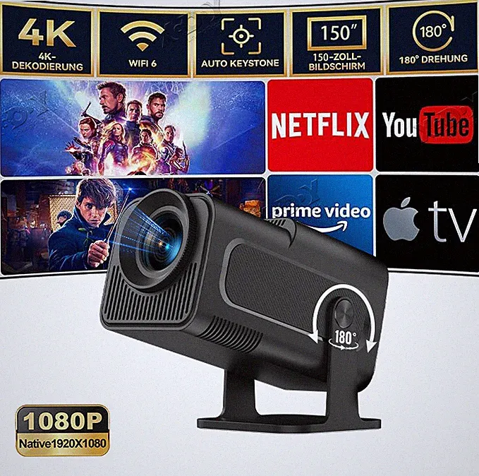 XGODY 4K Tragbarer Projektor Beamer LCD Android TV Smart heimkino beamer 5G WIFI
