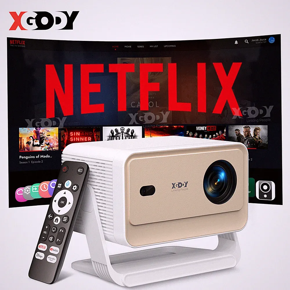 XGODY 4K Video Beamer Netflix Official Projektor Whale OS LED Native 1080P WIFI
